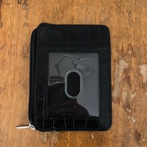 Black card wallet faux crocodile leather